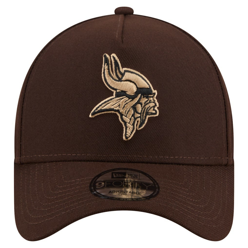 Minnesota Vikings New Era Burnt Wood A-Frame 9FORTY Adjustable Hat - Dark Brown Hats