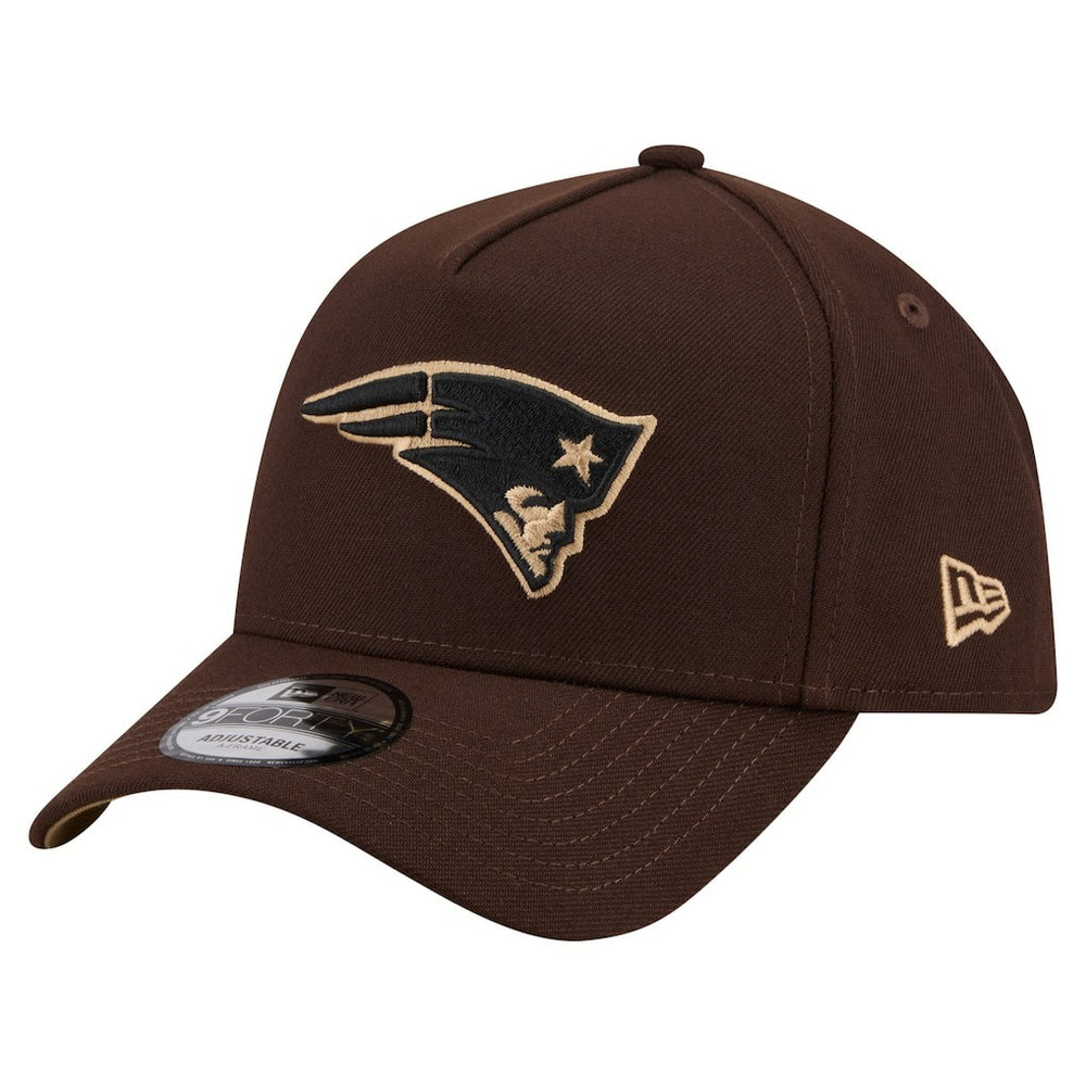 New England Patriots New Era Burnt Wood A-Frame 9FORTY Adjustable Hat - Dark Brown Hats