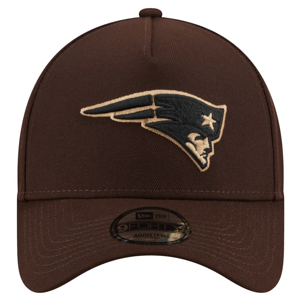New England Patriots New Era Burnt Wood A-Frame 9FORTY Adjustable Hat - Dark Brown Hats