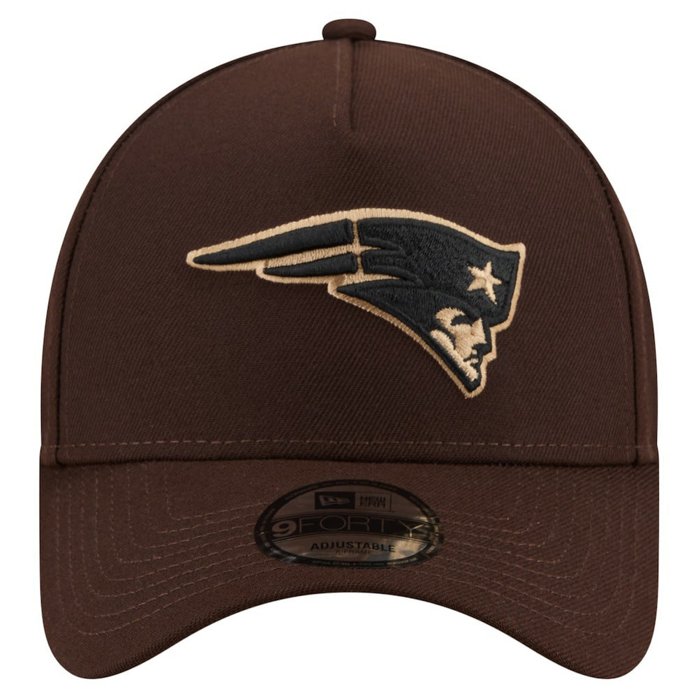 New England Patriots New Era Burnt Wood A-Frame 9FORTY Adjustable Hat - Dark Brown Hats