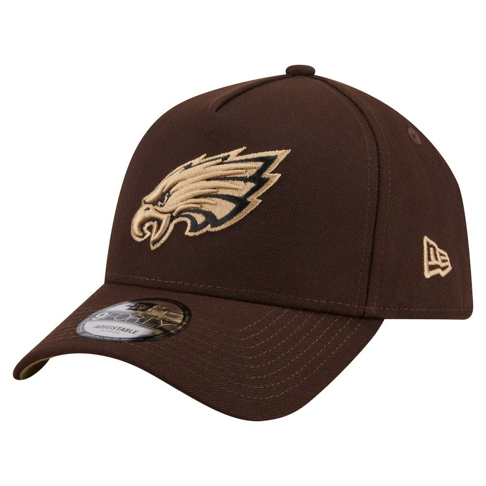 Philadelphia Eagles New Era Burnt Wood A-Frame 9FORTY Adjustable Hat - Dark Brown Hats