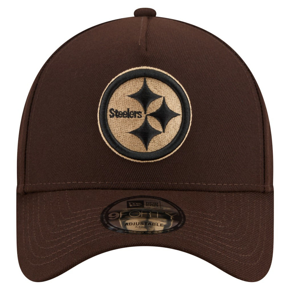 Pittsburgh Steelers New Era Burnt Wood A-Frame 9FORTY Adjustable Hat - Dark Brown Hats