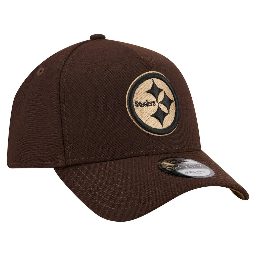 Pittsburgh Steelers New Era Burnt Wood A-Frame 9FORTY Adjustable Hat - Dark Brown Hats