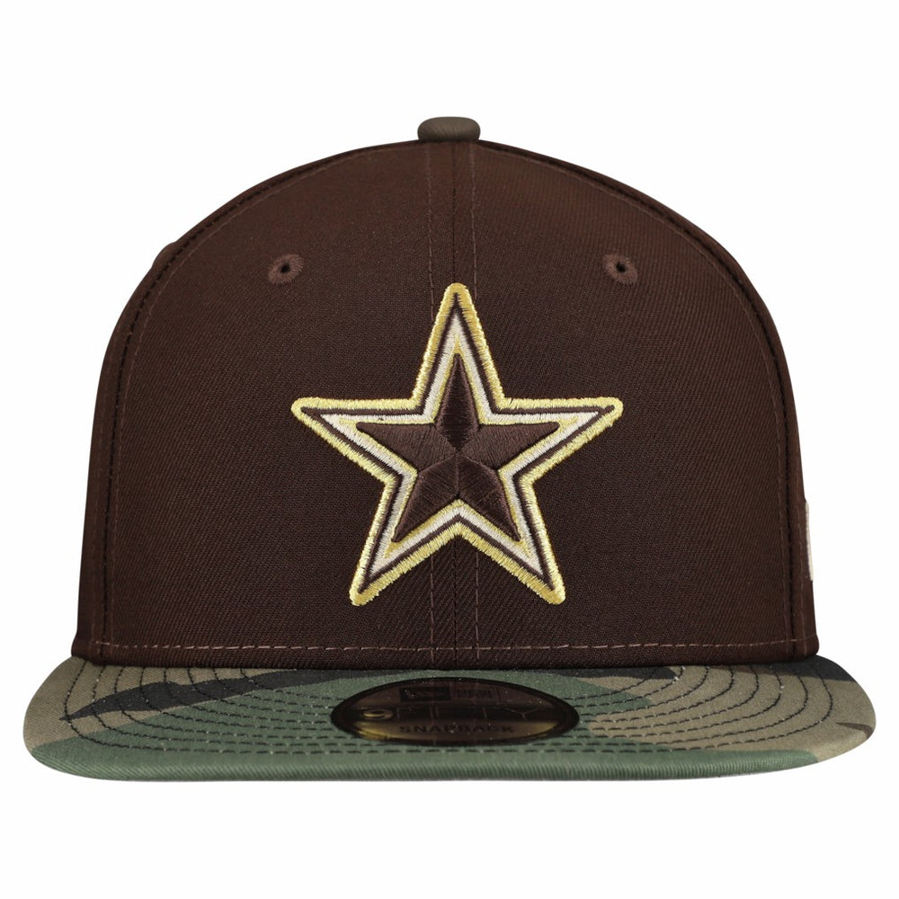 Dallas Cowboys Adult Burnt Wood Camo 9FIFTY Snapback Hat - Dark Brown Hats