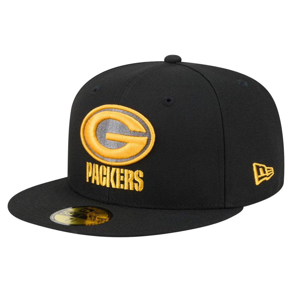 Green Bay Packers New Era Color Pop 59FIFTY Fitted Hat - Black Hats