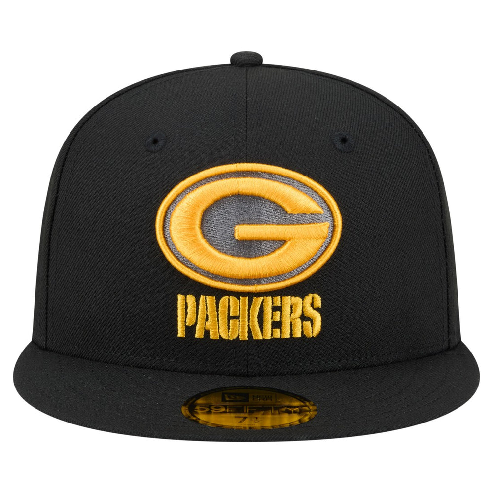 Green Bay Packers New Era Color Pop 59FIFTY Fitted Hat - Black Hats
