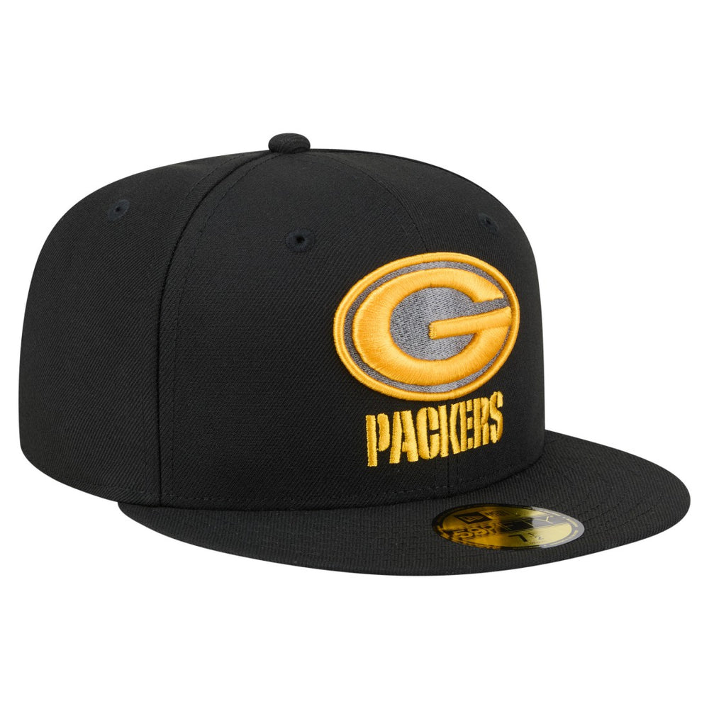 Green Bay Packers New Era Color Pop 59FIFTY Fitted Hat - Black Hats