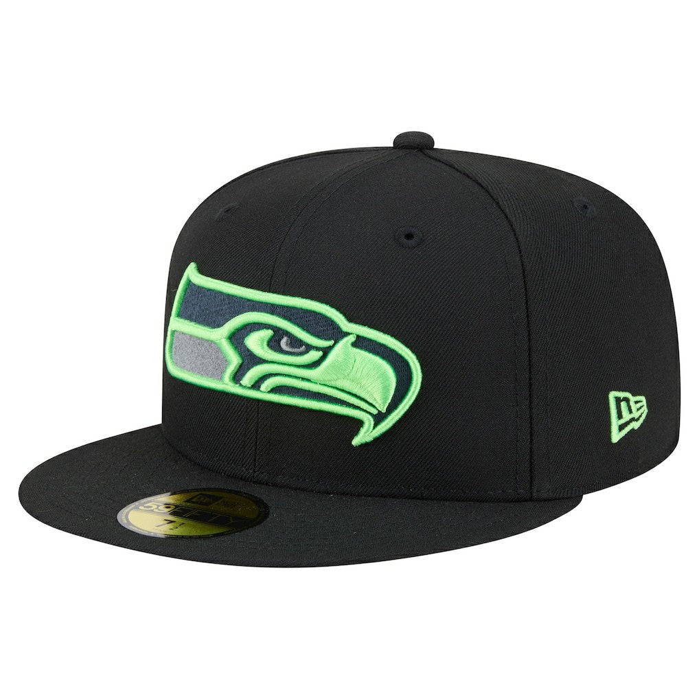 Seattle Seahawks New Era Color Pop 59FIFTY Fitted Hat - Black Hats