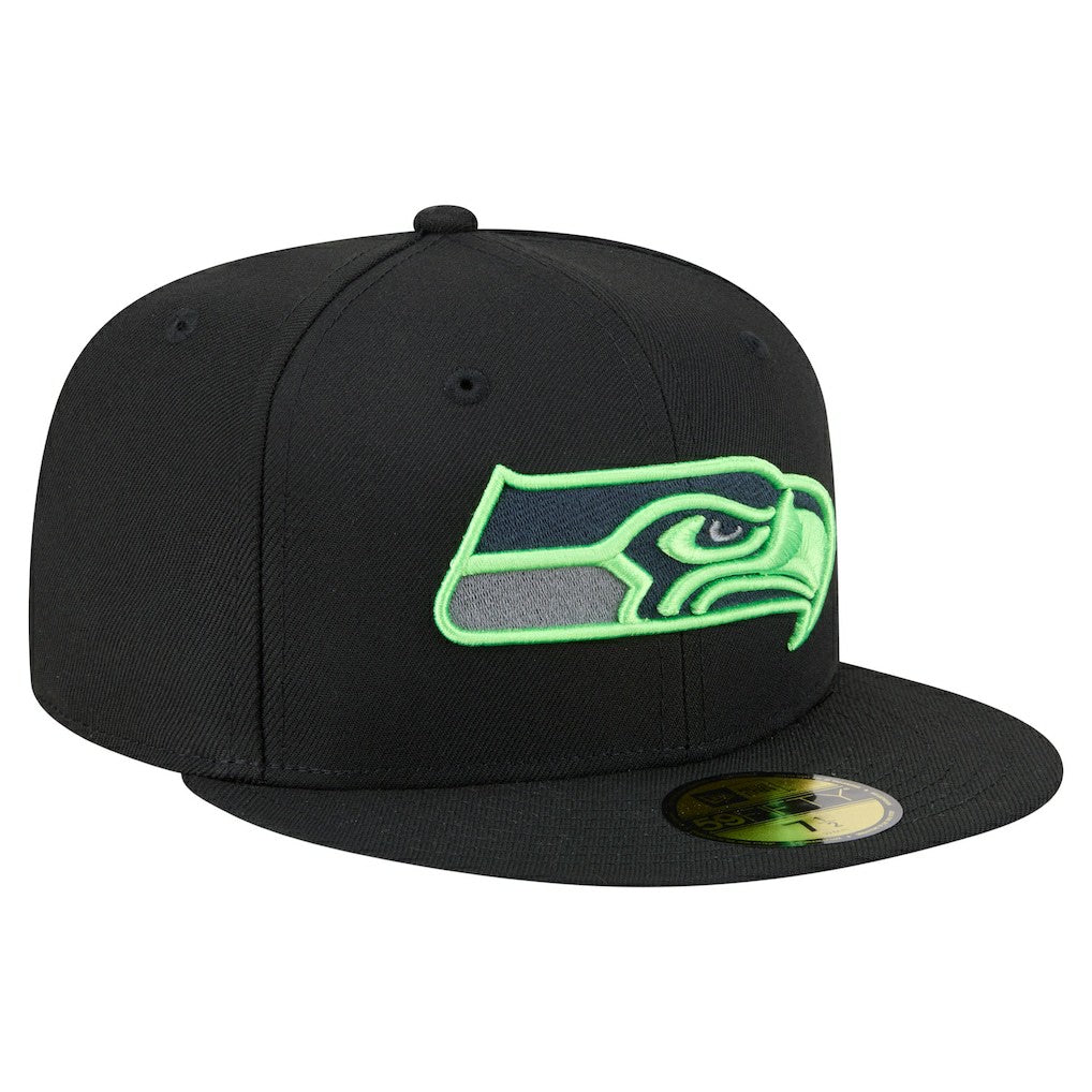 Seattle Seahawks New Era Color Pop 59FIFTY Fitted Hat - Black Hats