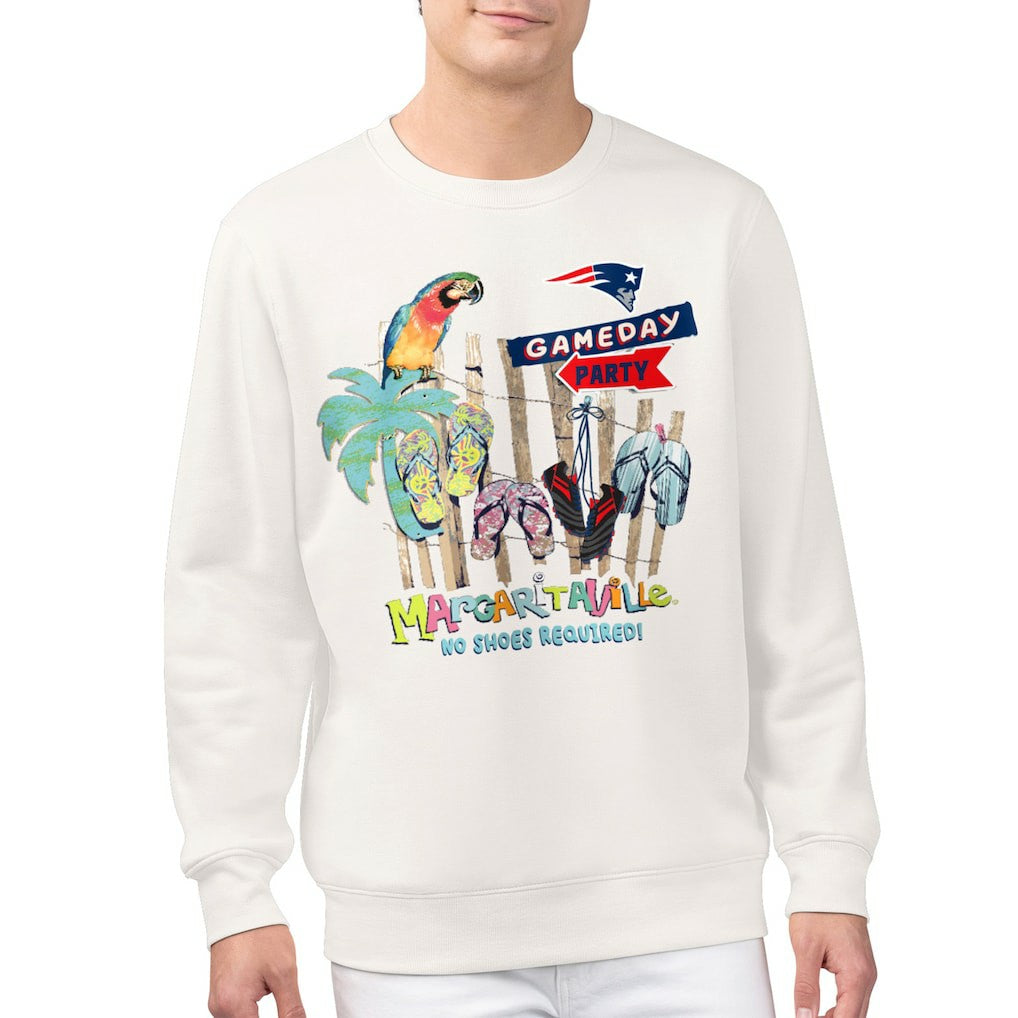 New England Patriots Margaritaville Gameday Party Fleece Sweatshirt - Cream Sweatshirts