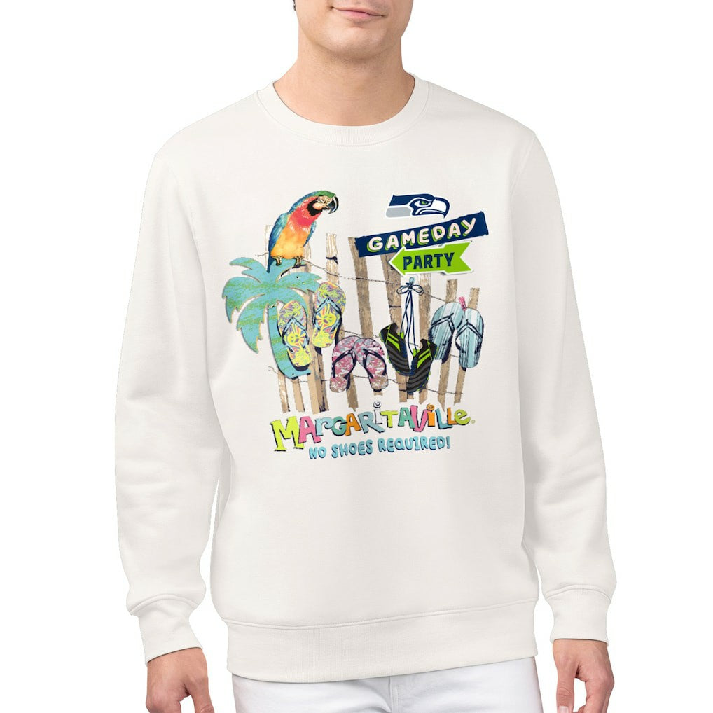 Seattle Seahawks Margaritaville Gameday Party Fleece Sweatshirt - Cream Sweatshirts