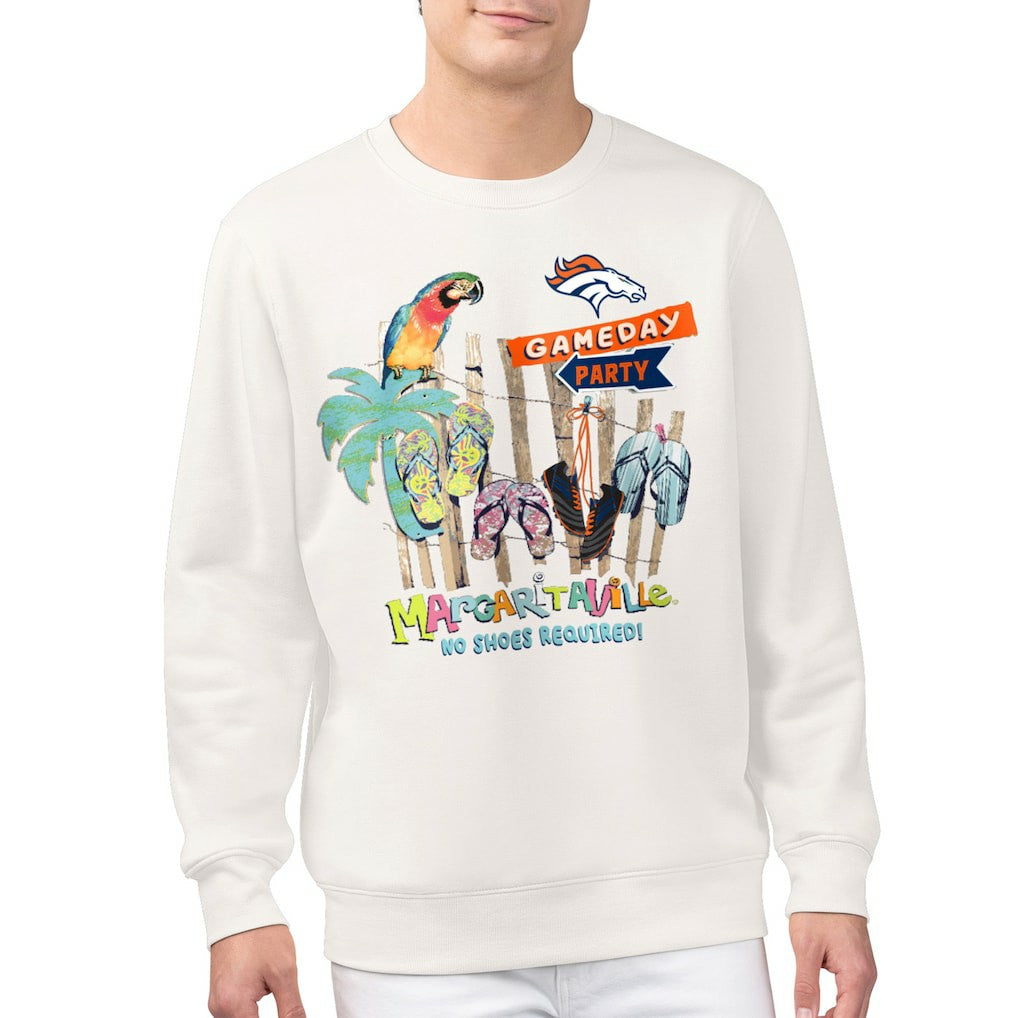 Denver Broncos Margaritaville Gameday Party Fleece Sweatshirt - Cream Sweatshirts