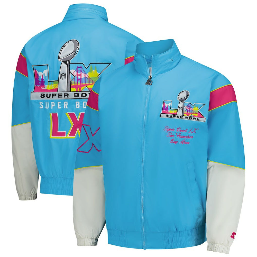 Super Bowl LX Starter The Gust Full-Zip Hooded Jacket - Light Blue Jackets