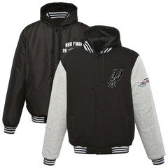 San Antonio Spurs JH Design 2014 NBA Finals Fleece Full-Zip Varsity Jacket Black