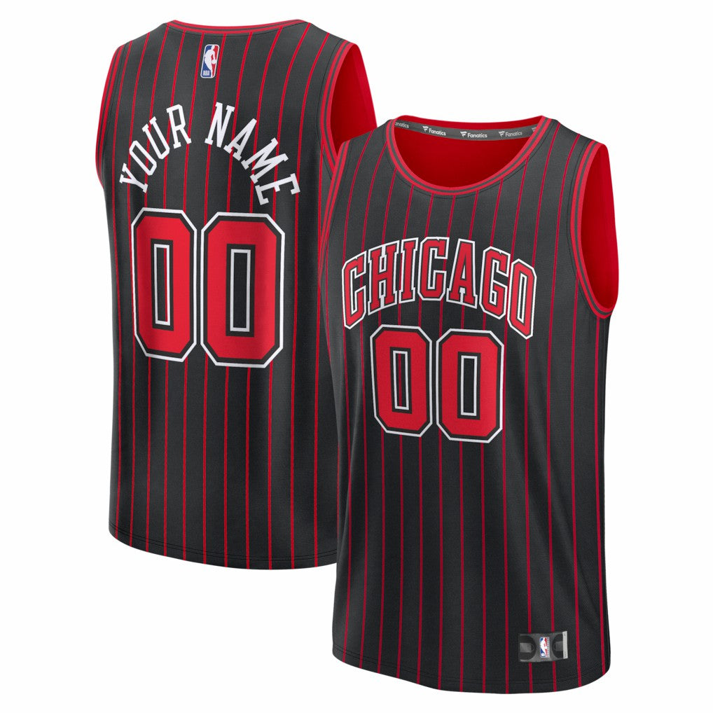 Chicago Bulls Youth Fastbreak Custom Jersey Statement Editi- Black - Fanatics