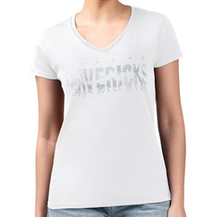 Dallas Mavericks G-III 4Her by Carl Banks Women's Super-Slim-Fit Metallic Drop Lightweight V-Neck T-Shirt White outlet