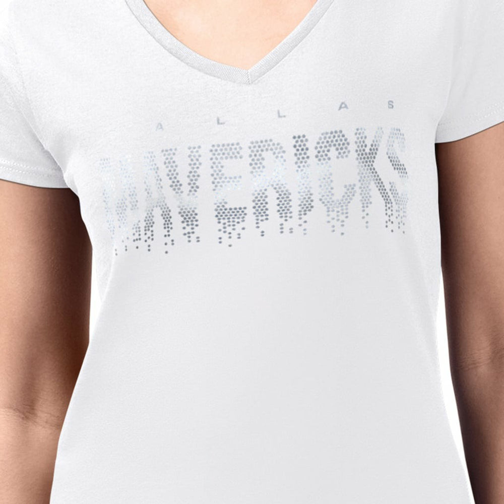 Dallas Mavericks G-III 4Her by Carl Banks Women's Super-Slim-Fit Metallic Drop Lightweight V-Neck T-Shirt White outlet