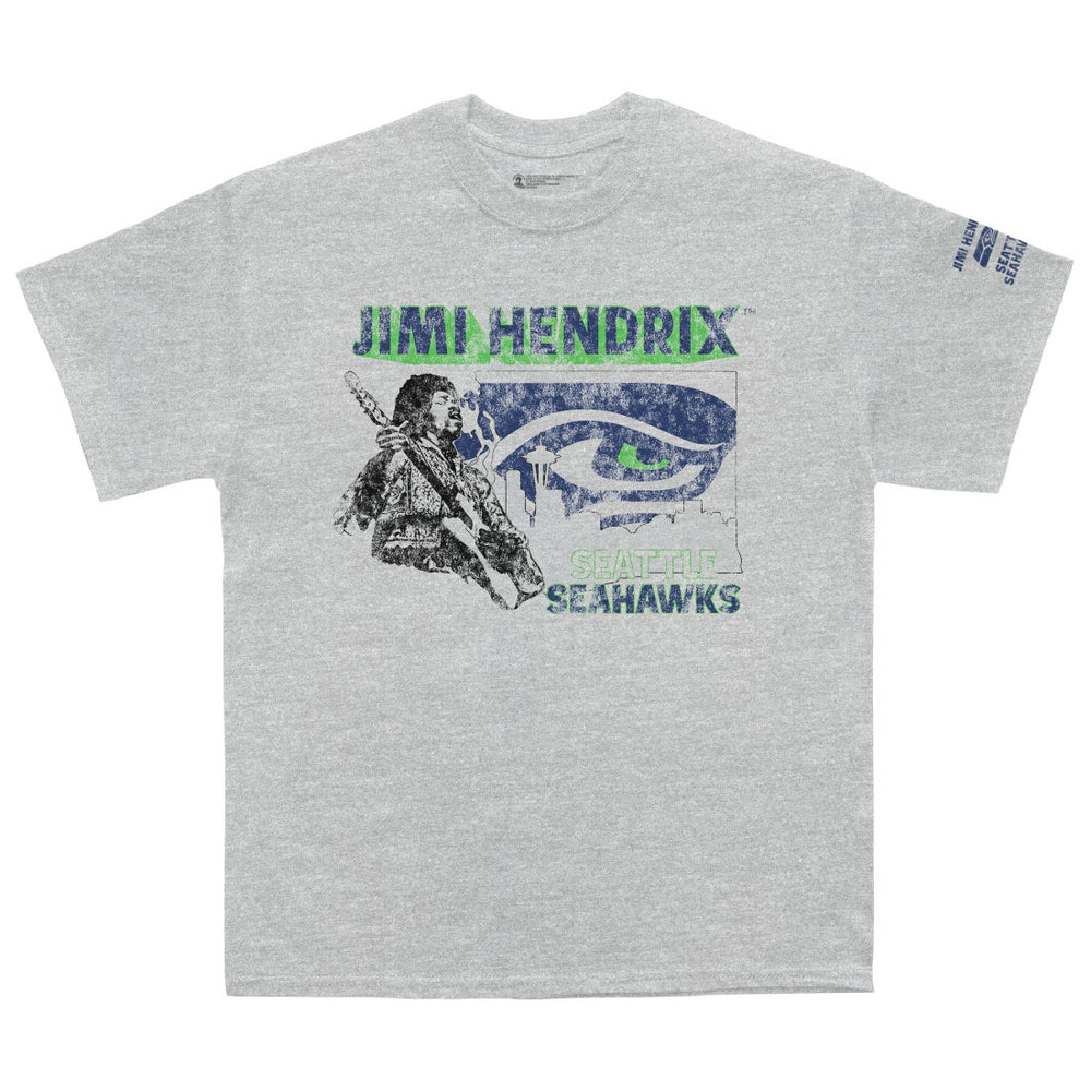 Seattle Seahawks Ceremony of Roses Jimi Hendrix Vintage Athletic T-Shirt - Heather Gray T-shirts