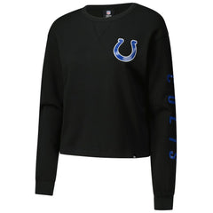 Indianapolis Colts New Era Women's Sport Night Thermal Long Sleeve Cropped T-Shirt - Black T-shirts