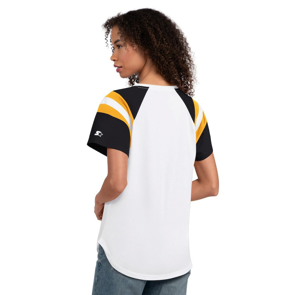 Pittsburgh Steelers Starter Women's Game On Notch Neck T-Shirt - White T-shirts