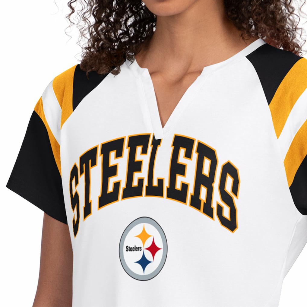 Pittsburgh Steelers Starter Women's Game On Notch Neck T-Shirt - White T-shirts