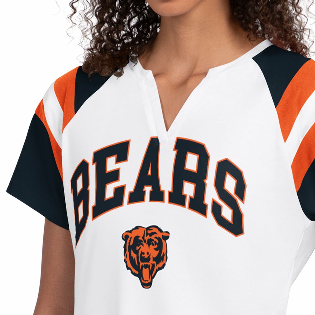 Chicago Bears Starter Women's Game On Raglan Notch Neck T-Shirt - White T-shirts