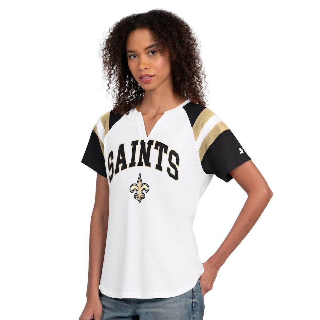 New Orleans Saints Starter Women's Game On Notch Neck T-Shirt - White T-shirts