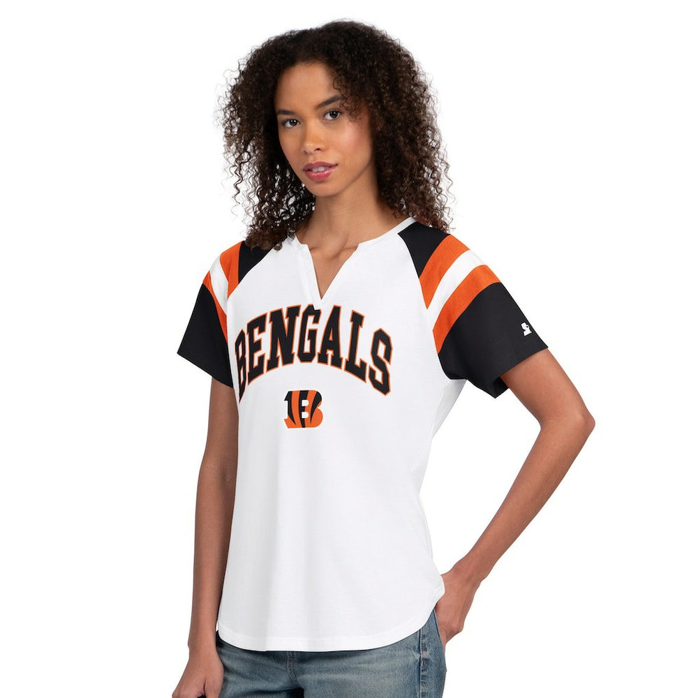 Cincinnati Bengals Starter Women's Game On Notch Neck T-Shirt - White T-shirts