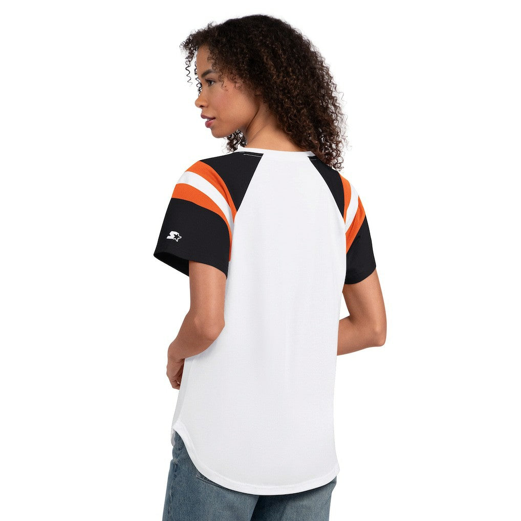 Cincinnati Bengals Starter Women's Game On Notch Neck T-Shirt - White T-shirts