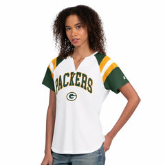 Green Bay Packers Starter Women's Game On Notch Neck T-Shirt - White T-shirts
