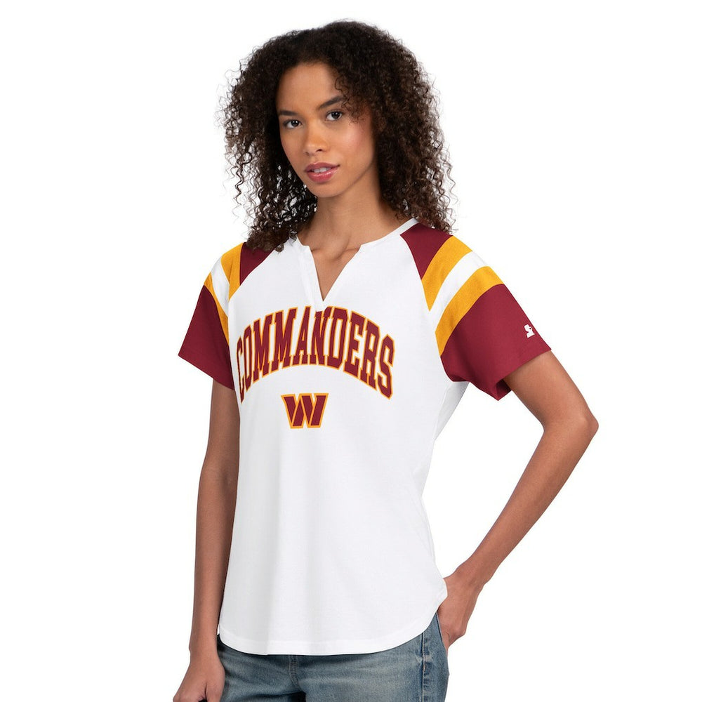 Washington Commanders Starter Women's Game On Notch Neck T-Shirt - White T-shirts