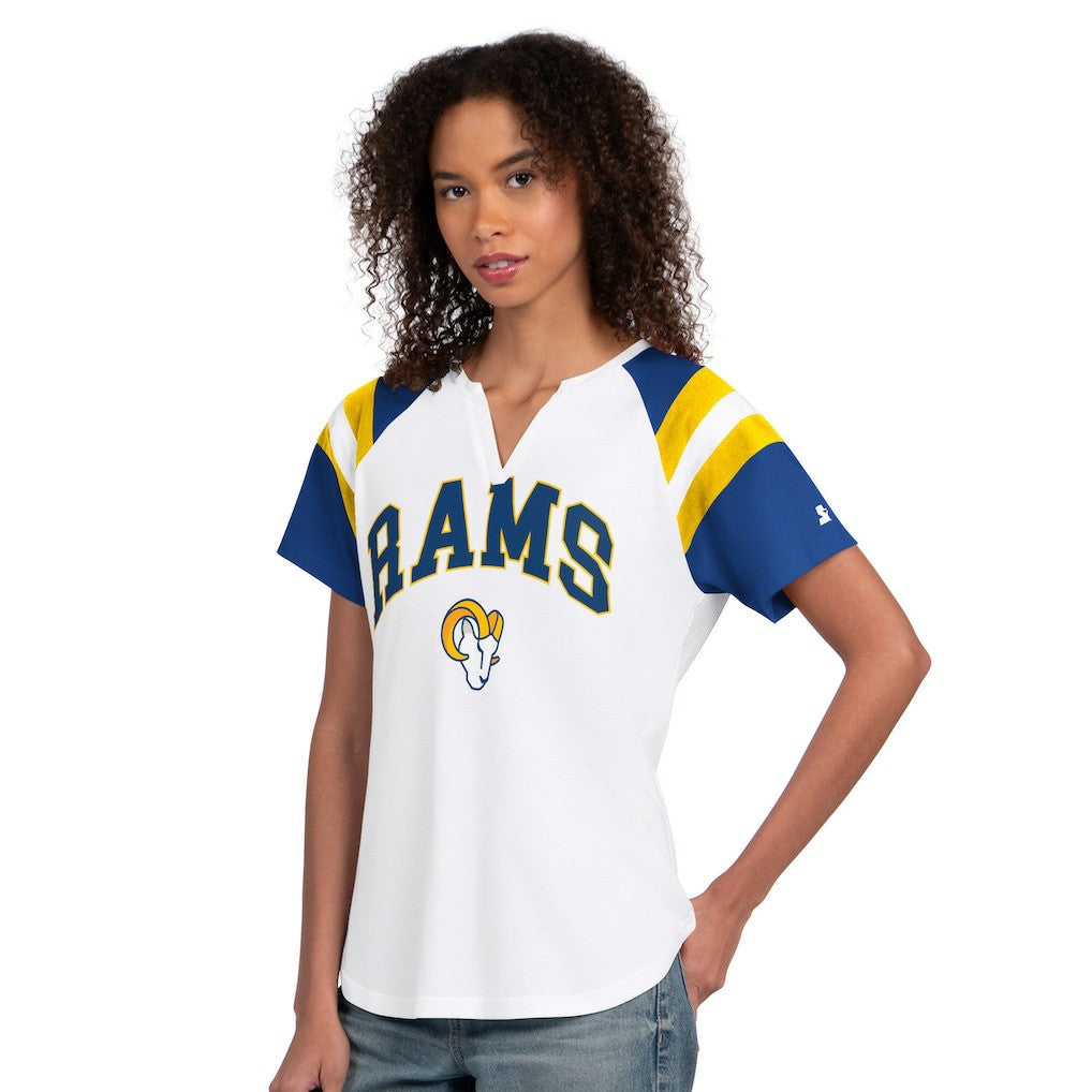 Los Angeles Rams Starter Women's Game On Notch Neck T-Shirt - White T-shirts