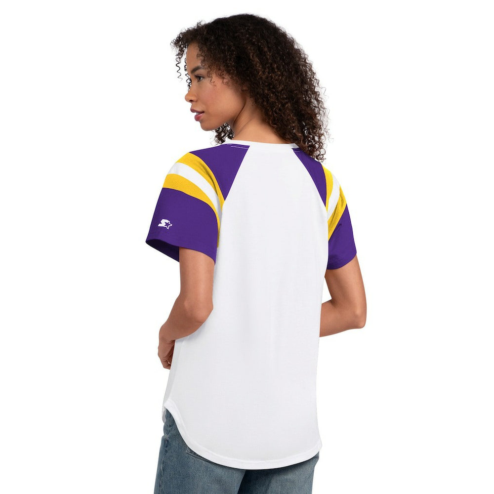 Minnesota Vikings Starter Women's Game On Notch Neck T-Shirt - White T-shirts