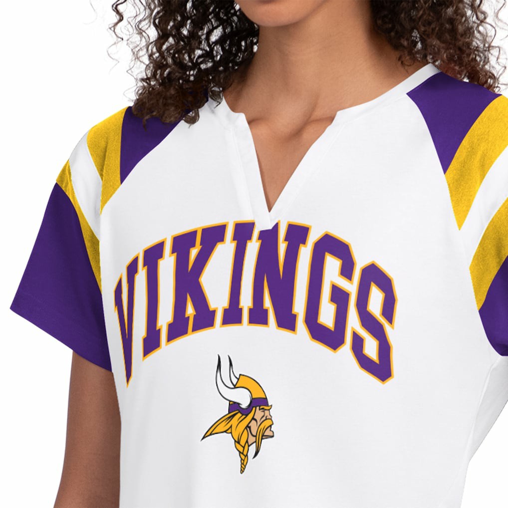 Minnesota Vikings Starter Women's Game On Notch Neck T-Shirt - White T-shirts