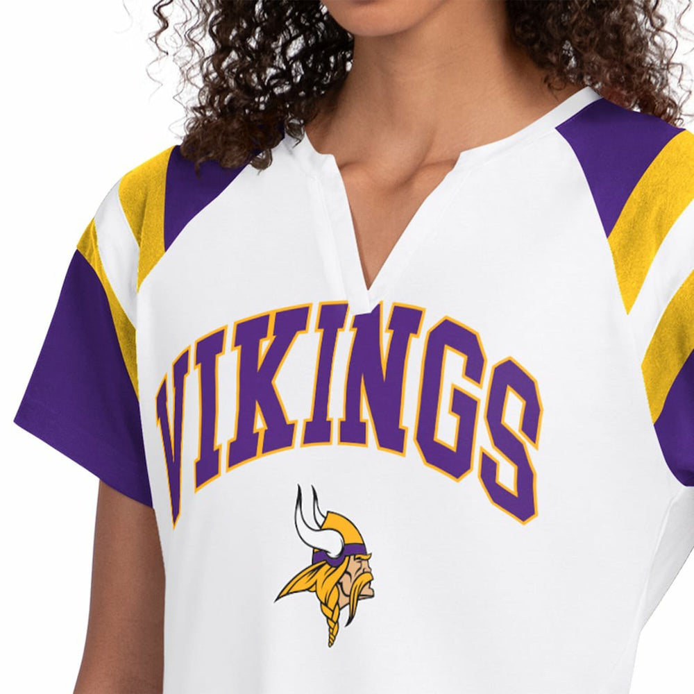 Minnesota Vikings Starter Women's Game On Notch Neck T-Shirt - White T-shirts