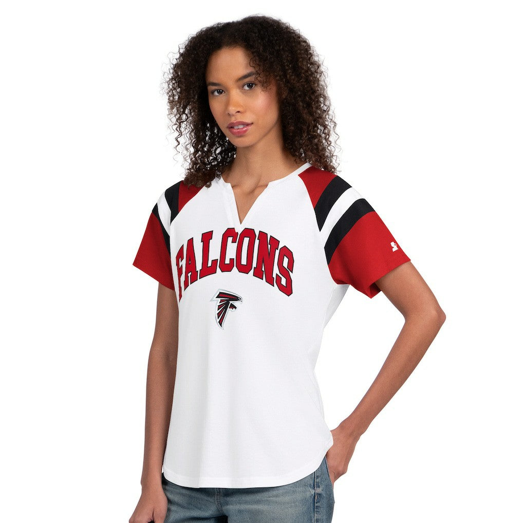 Atlanta Falcons Starter Women's Game On Notch Neck T-Shirt - White T-shirts