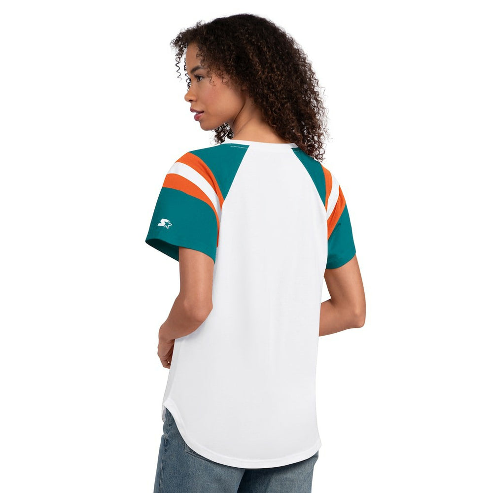 Miami Dolphins Starter Women's Game On Notch Neck T-Shirt - White T-shirts