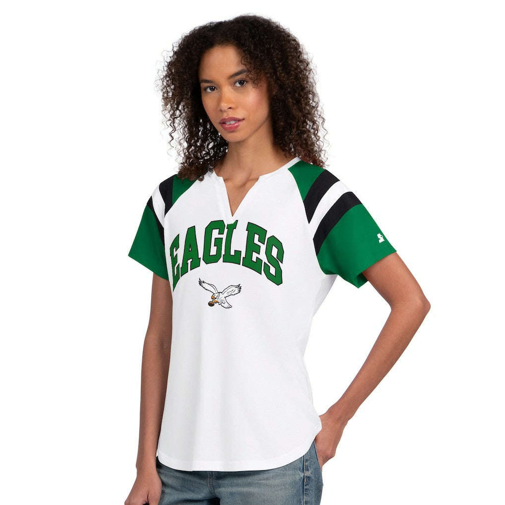 Philadelphia Eagles Starter Women's Game On Notch Neck T-Shirt - White T-shirts