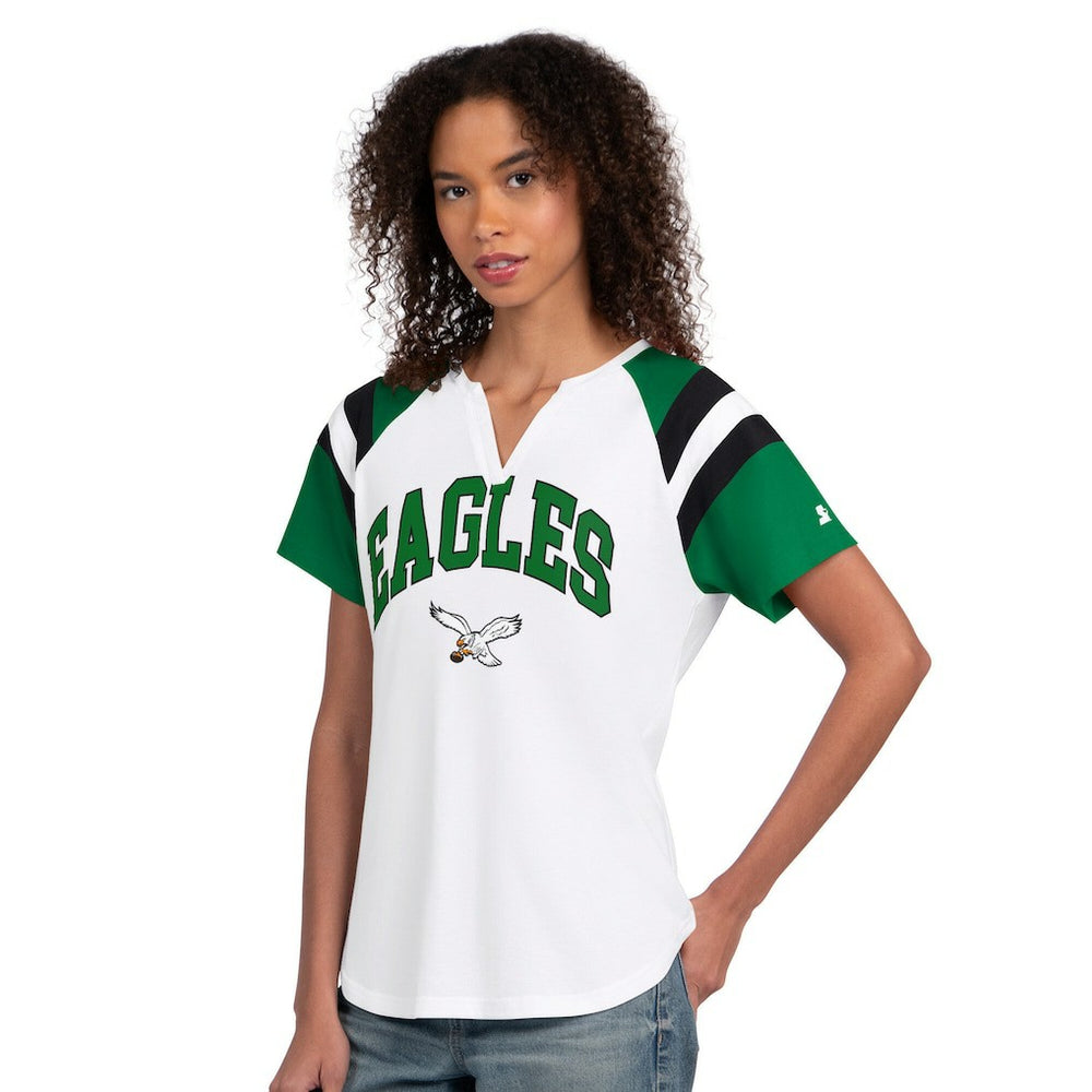 Philadelphia Eagles Starter Women's Game On Notch Neck T-Shirt - White T-shirts