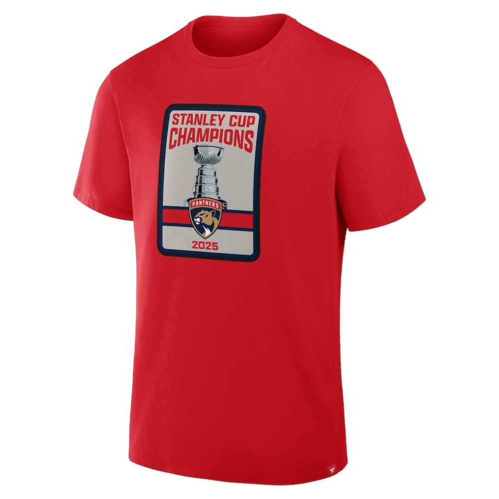 Florida Panthers 2025 Stanley Cup Champions Banner Raising T-Shirt - Red | US 203499281