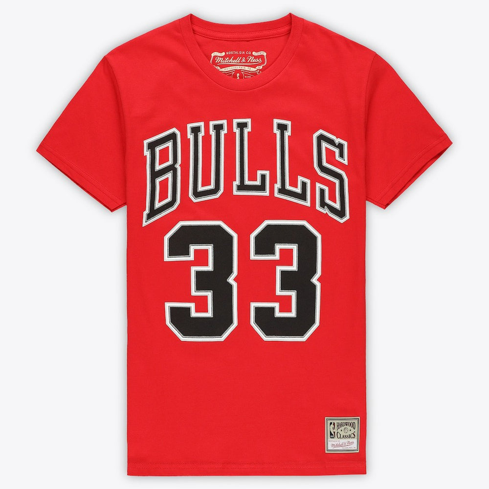 Scottie Pippen Chicago Bulls Unisex Hardwood Classics Name & Number T-Shirt Red - Mitchell & Ness outlet