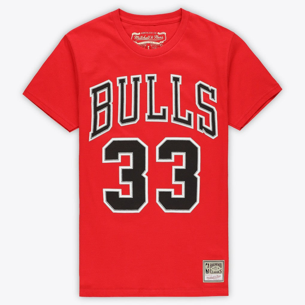 Scottie Pippen Chicago Bulls Unisex Hardwood Classics Name & Number T-Shirt Red - Mitchell & Ness outlet