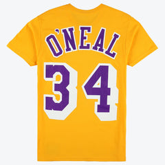 Shaquille O'Neal Los Angeles Lakers Unisex Hardwood Classics Name & Number T-Shirt Gold - Mitchell & Ness