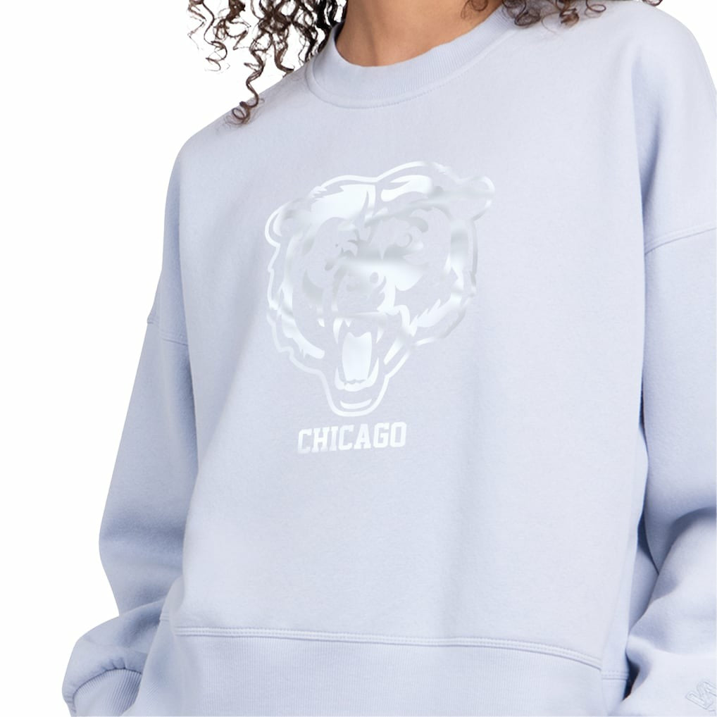 Chicago Bears Starter Women's Travel Pastels Boxy Fleece Sweatshirt - Light Blue Sweatshirts