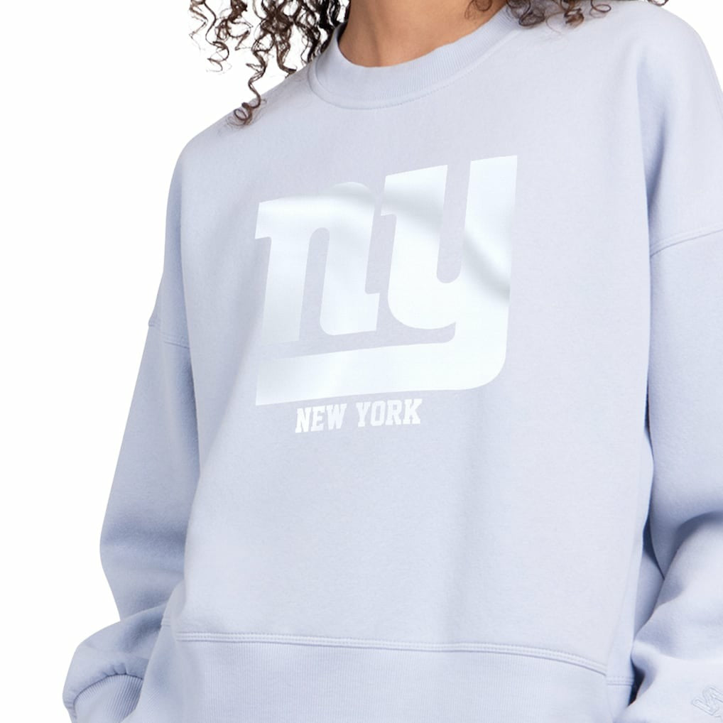 New York Giants Starter Women's Travel Pastels Boxy Fleece Sweatshirt - Light Blue Sweatshirts