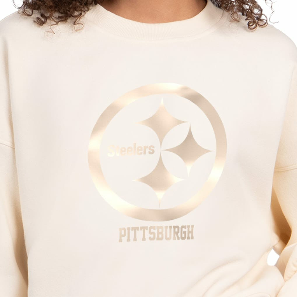 Pittsburgh Steelers Starter Women's Travel Pastels Boxy Fleece Sweatshirt - Cream Sweatshirts