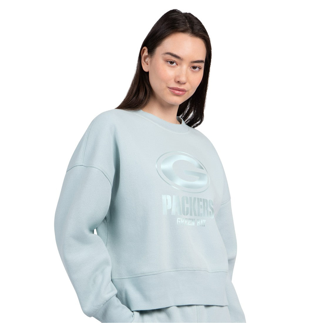 Green Bay Packers Starter Women's Travel Pastels Boxy Fleece Sweatshirt - Mint Sweatshirts