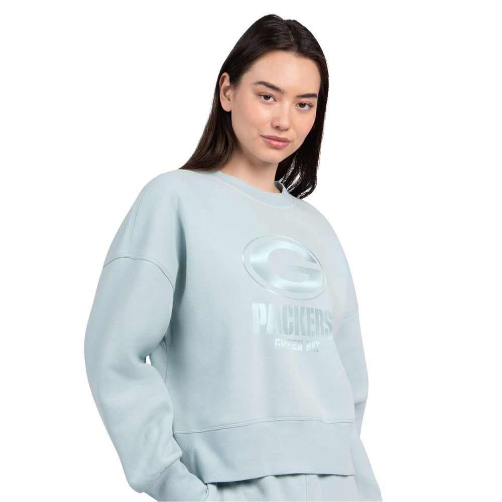 Green Bay Packers Starter Women's Travel Pastels Boxy Fleece Sweatshirt - Mint Sweatshirts