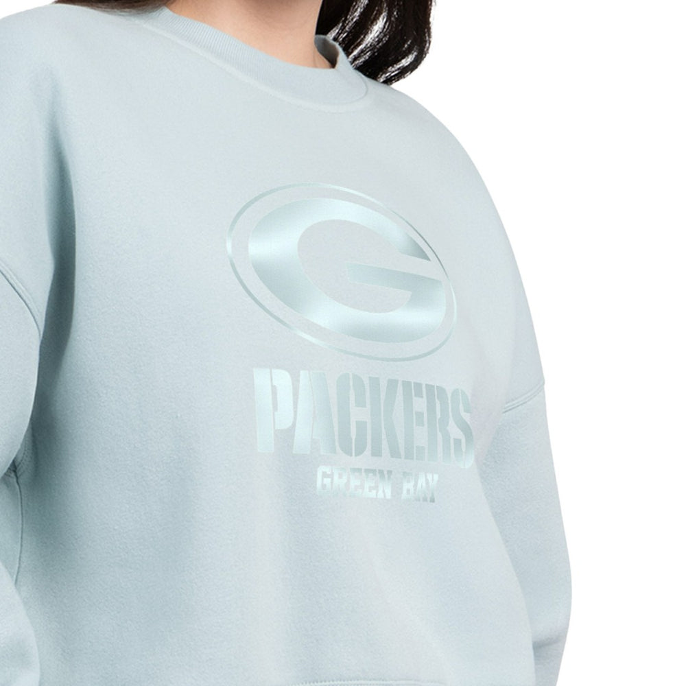 Green Bay Packers Starter Women's Travel Pastels Boxy Fleece Sweatshirt - Mint Sweatshirts