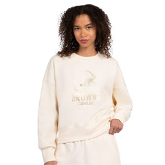 Cleveland Browns Starter Women's Travel Pastels Boxy Fleece Sweatshirt - Cream Sweatshirts